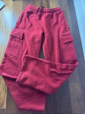 Aritzia Kids Burgundy Cargo Sweatpants with Drawstring